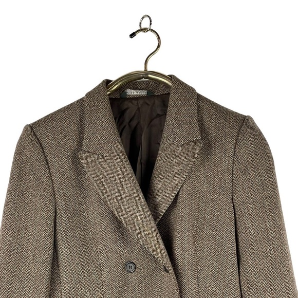 LAURA ASHLEY BRITISH TWEED BROWN DOUBLE BREASTED WOOL BLAZER JACKET - Picture 7 of 14